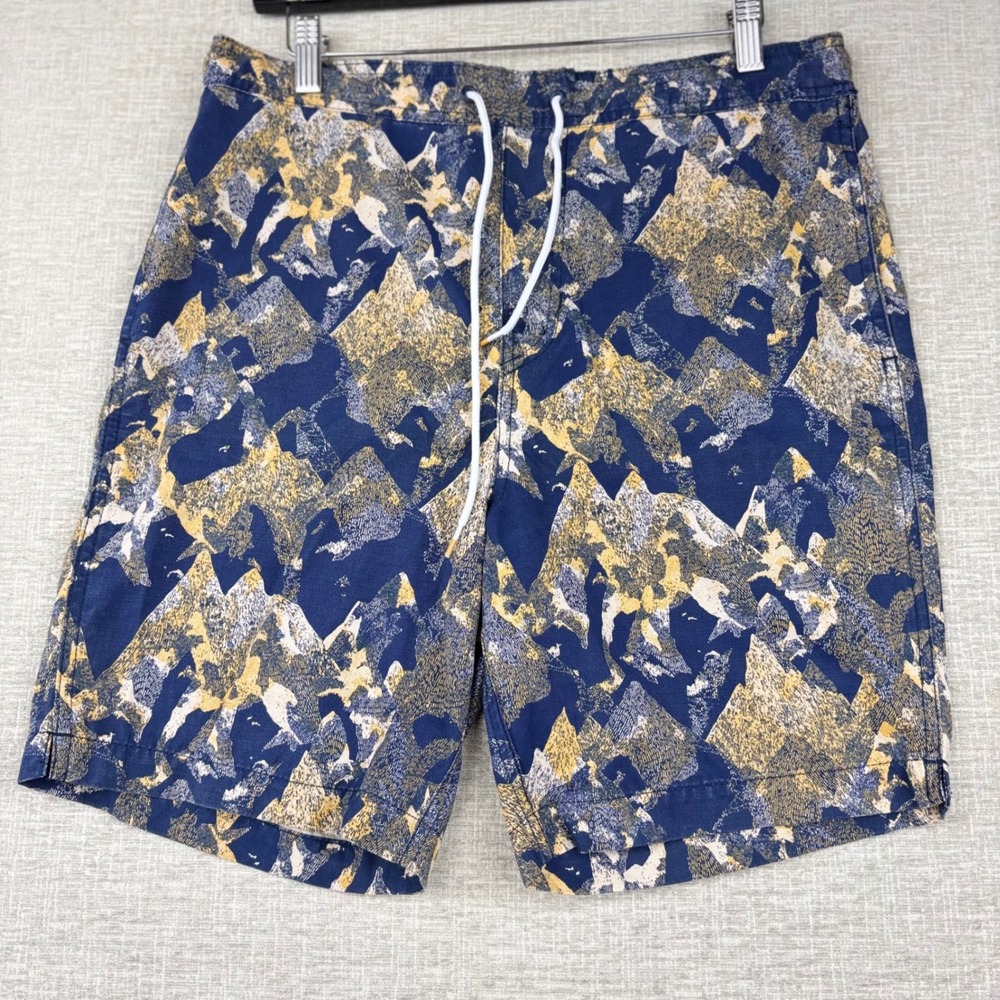 Element Deck Mens Medium Navy Blue Mountain Print Hybrid Casual Shorts